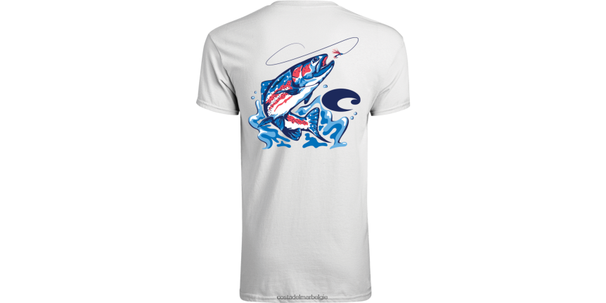 kleding zijn Costa Del Mar Heren met sterren bezaaide forel wit 8VFDF478