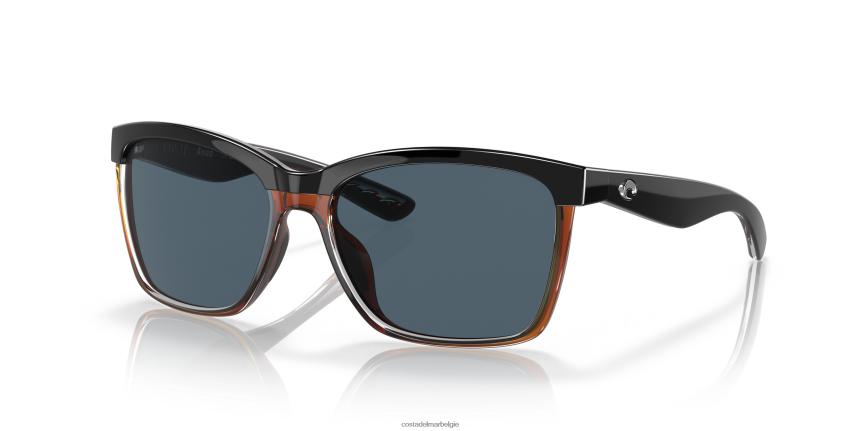 zonnebril zijn Costa Del Mar vrouwen anaa glanzend zwart op bruin 8VFDF886